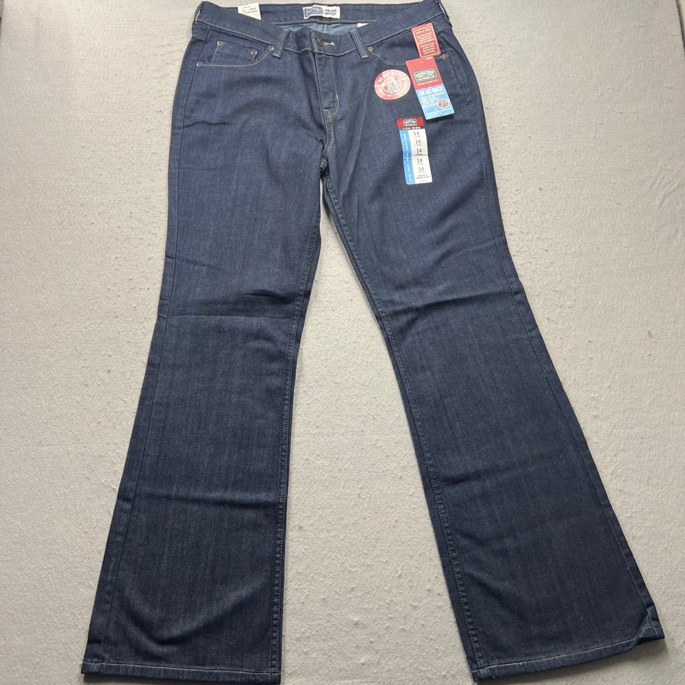 Signature by Levi Strauss & Co Mens Womens Low Rise Bootcut Jeans Dark Wash 14L